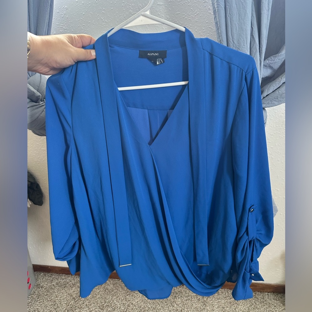 Alfani Royal Blue Draped Top